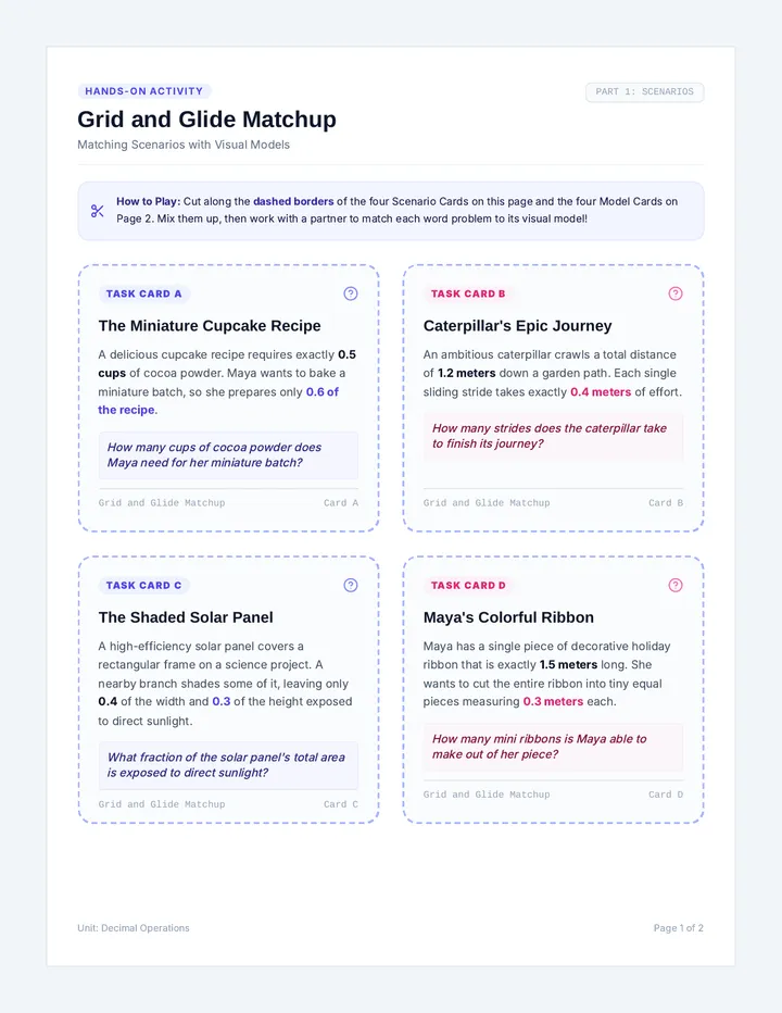 Grid and Glide Task Cards