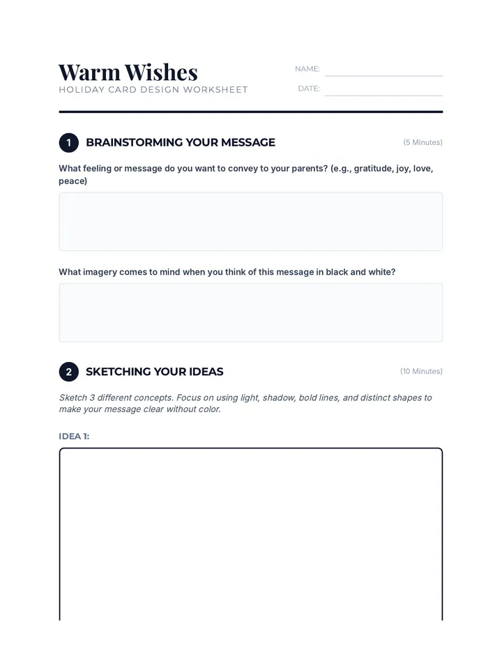 Warm Wishes Design Worksheet