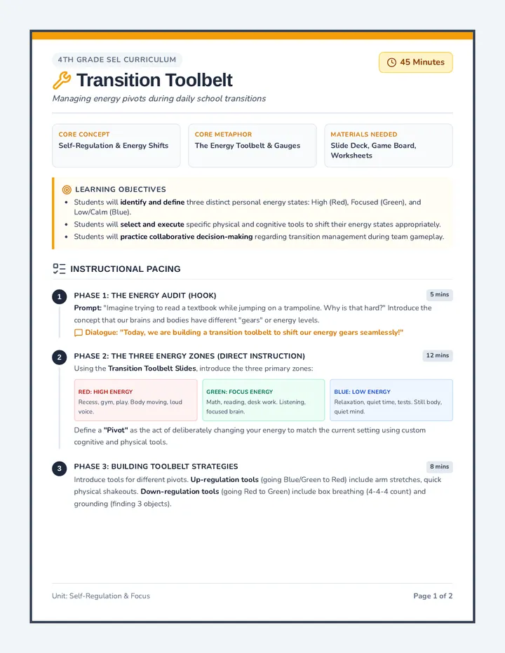 Transition Toolbelt Teacher Guide