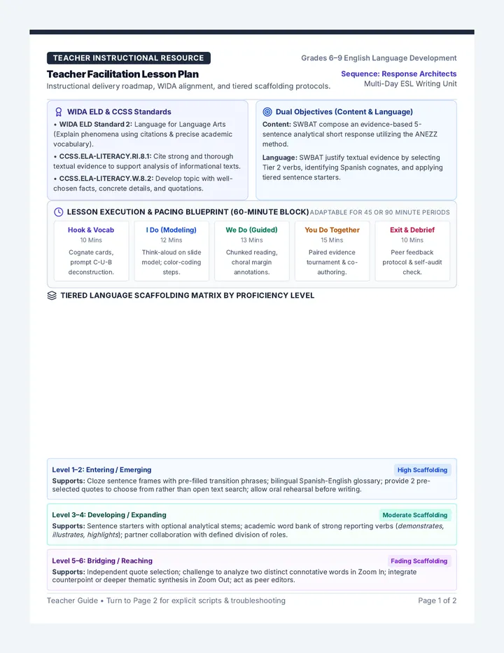 Teacher Facilitation Lesson Plan