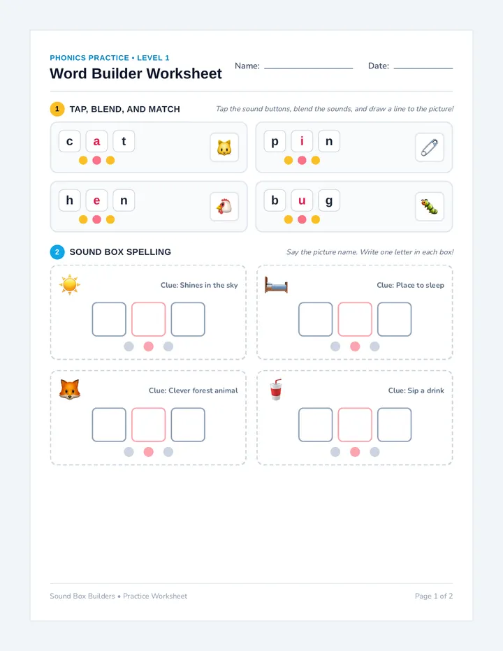 Word Builder Worksheet