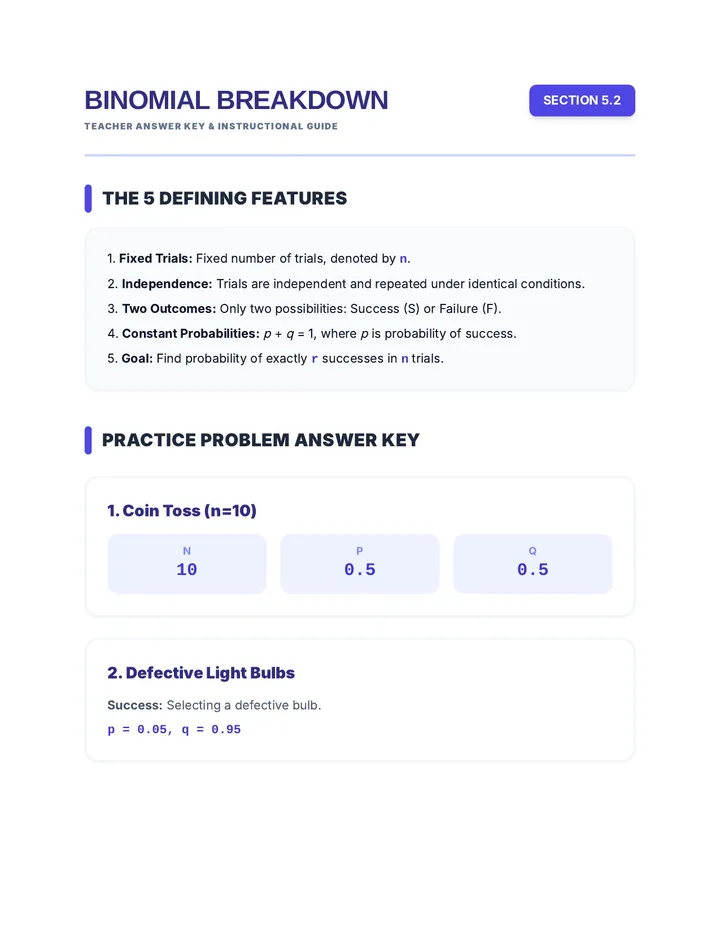 Binomial Breakdown Teacher Key