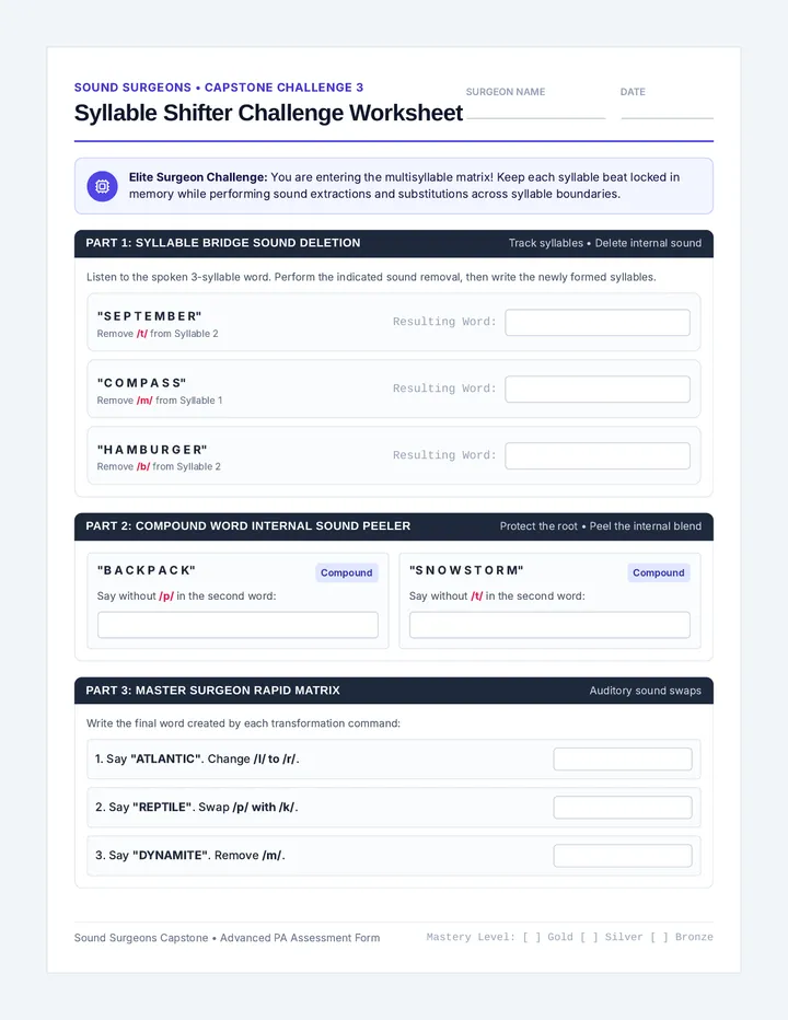 Syllable Shifter Challenge Worksheet