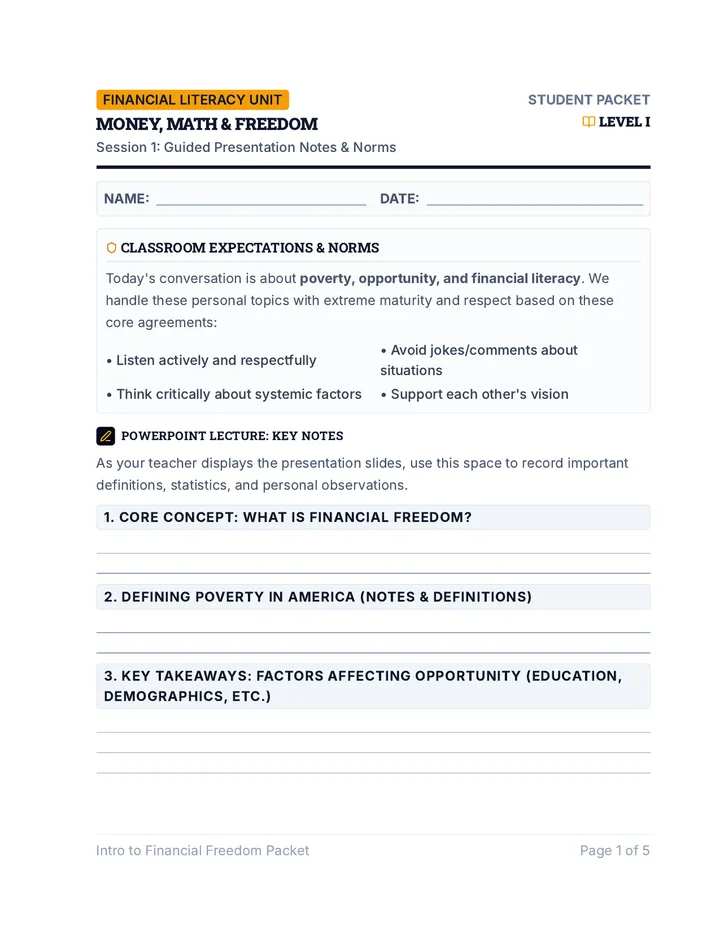 Money Math Freedom Workbook