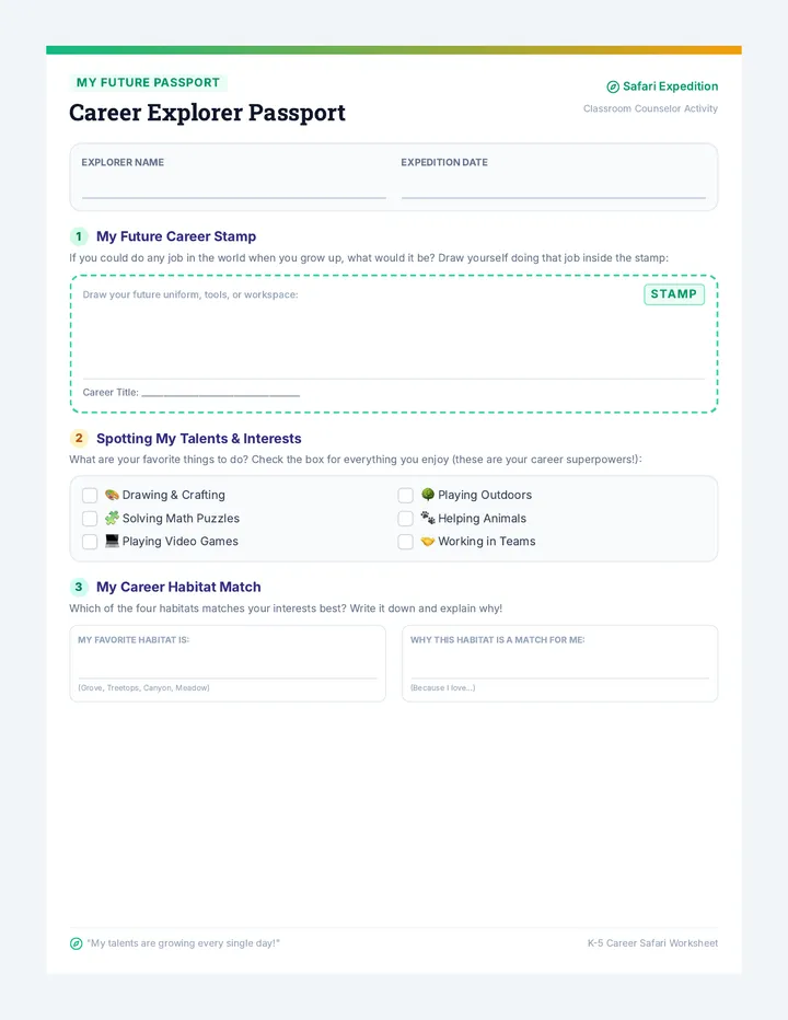 Career Safari Worksheet