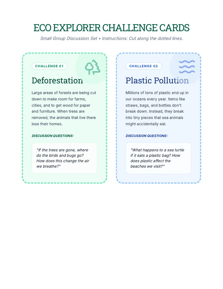 Eco Explorers Challenge Cards