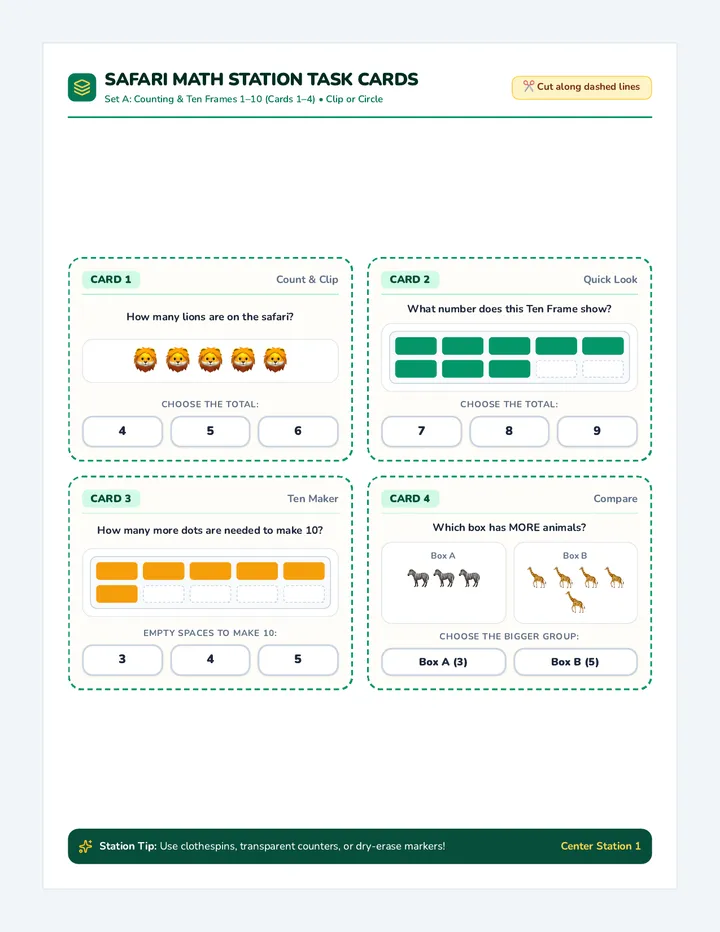 Safari Station Task Cards