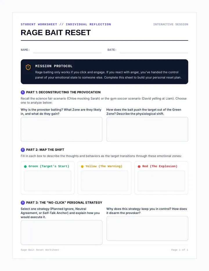 Rage Bait Reset Worksheet