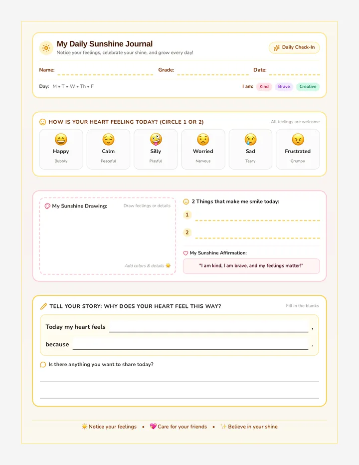 Sunshine Check In Journal