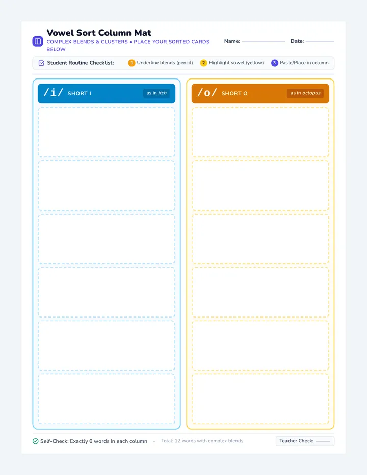 Vowel Sort Column Mat