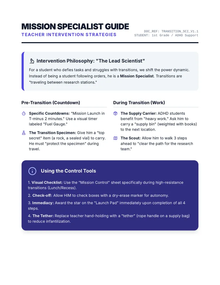 Mission Specialist Teacher Guide