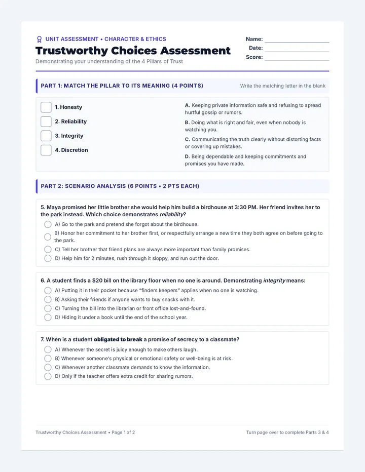 Trustworthy Choices Assessment