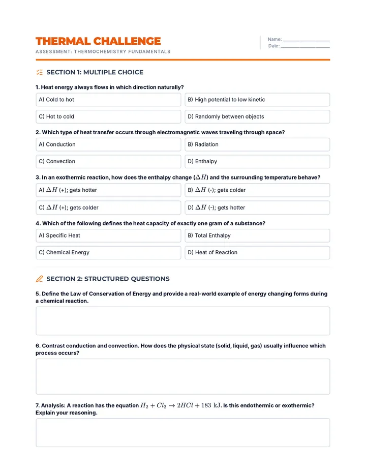 Thermal Challenge Worksheet
