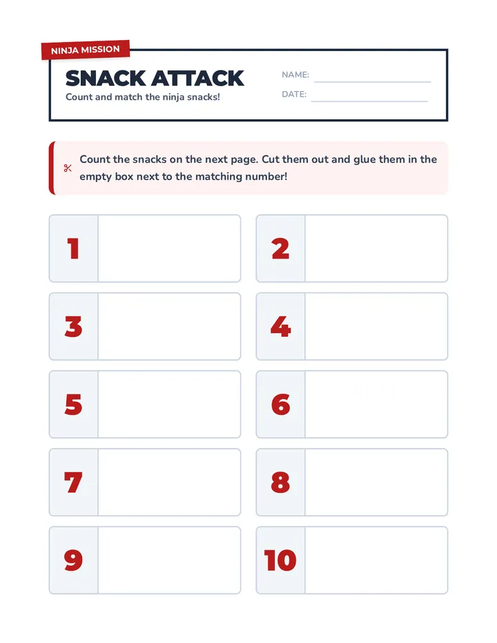 Snack Attack Worksheet
