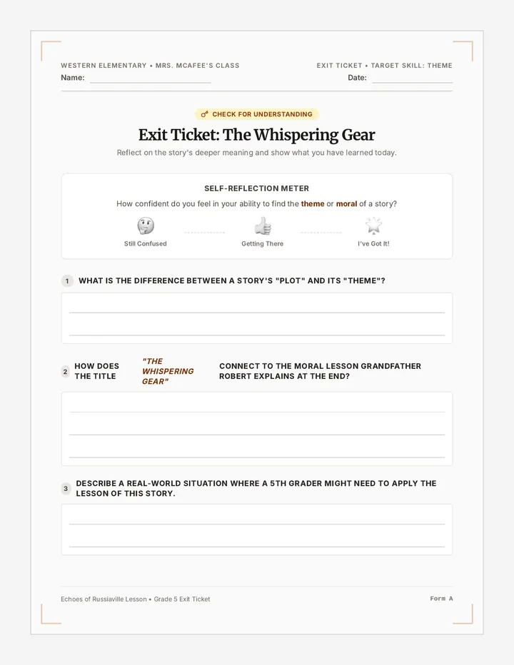 Echoes of Oakwood Exit Ticket