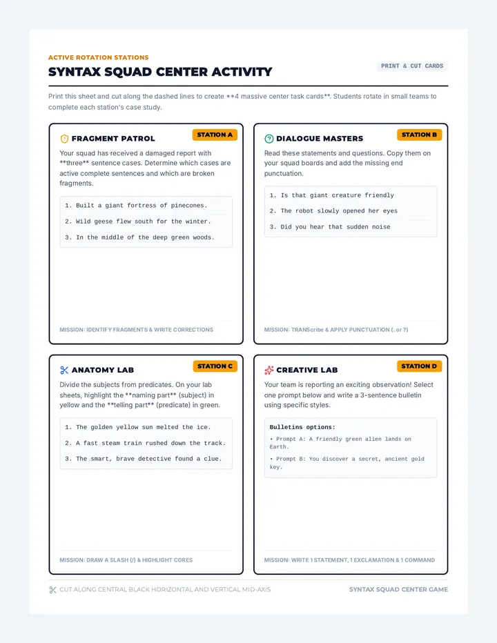 Syntax Squad Task Cards