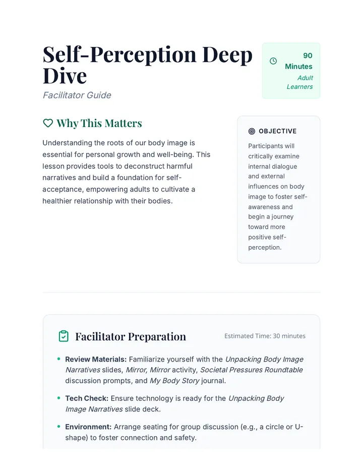 Self-Perception Deep Dive Facilitator Guide