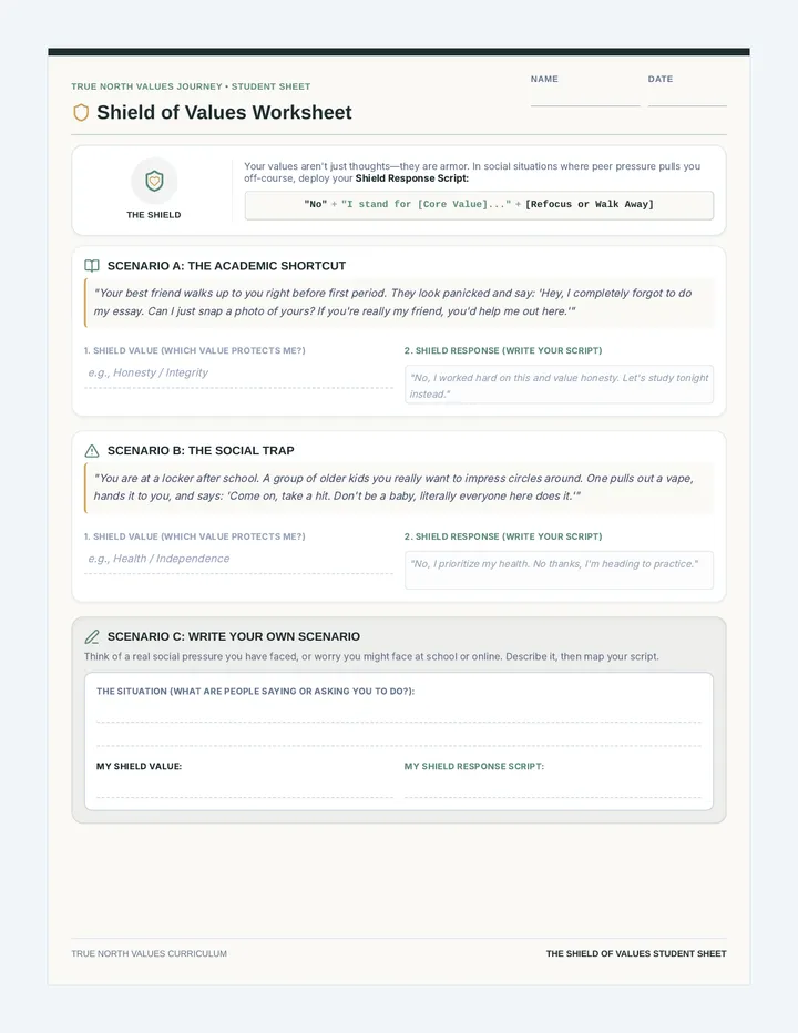 Shield of Values Scenario Worksheet