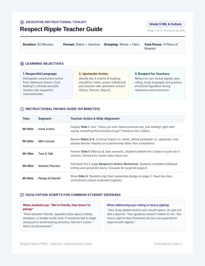 Respect Ripple Teacher Guide