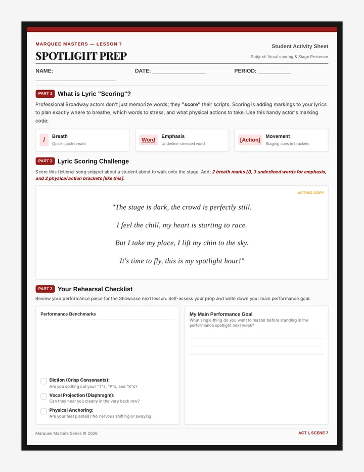 Rehearsal Runway Worksheet