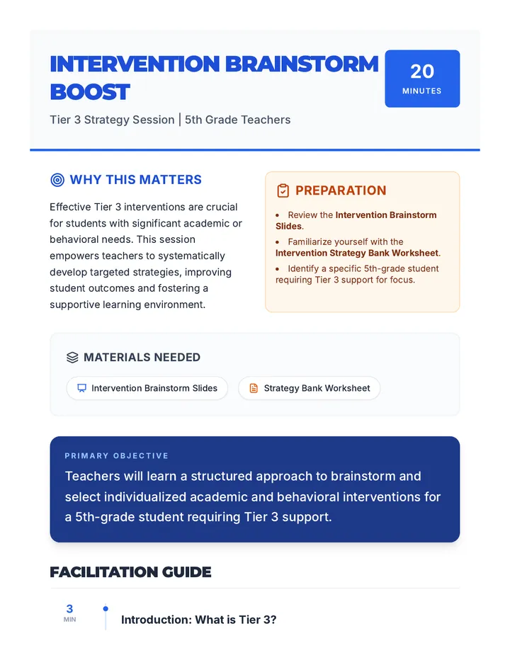 Intervention Brainstorm Boost Lesson Plan