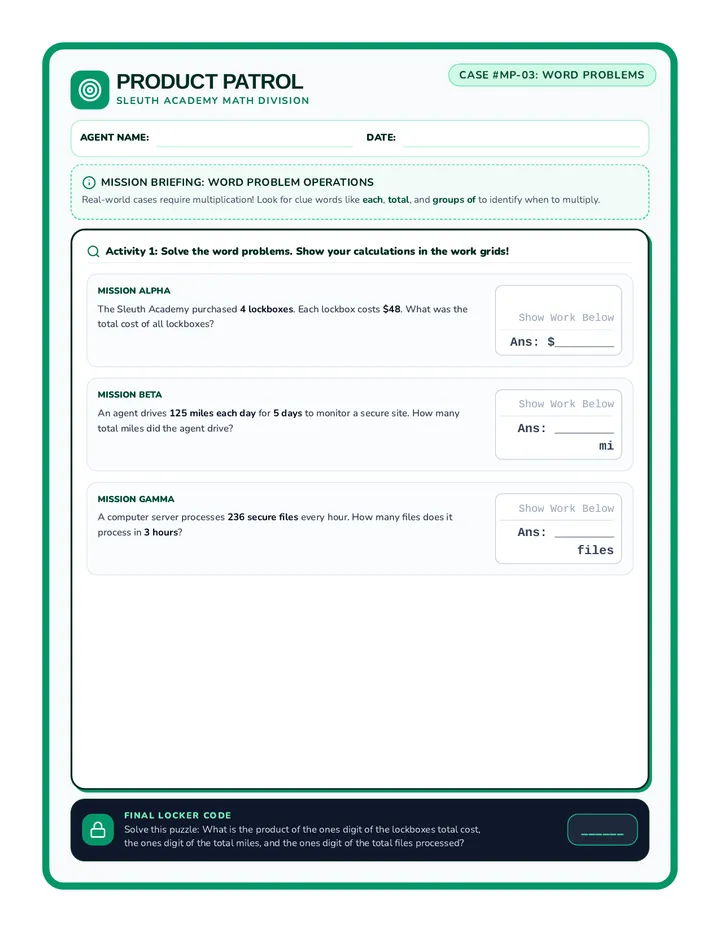 Multi Digit Worksheet