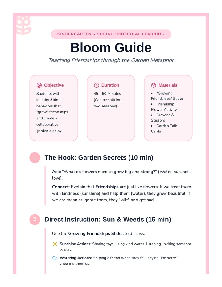 Bloom Guide Teacher Plan