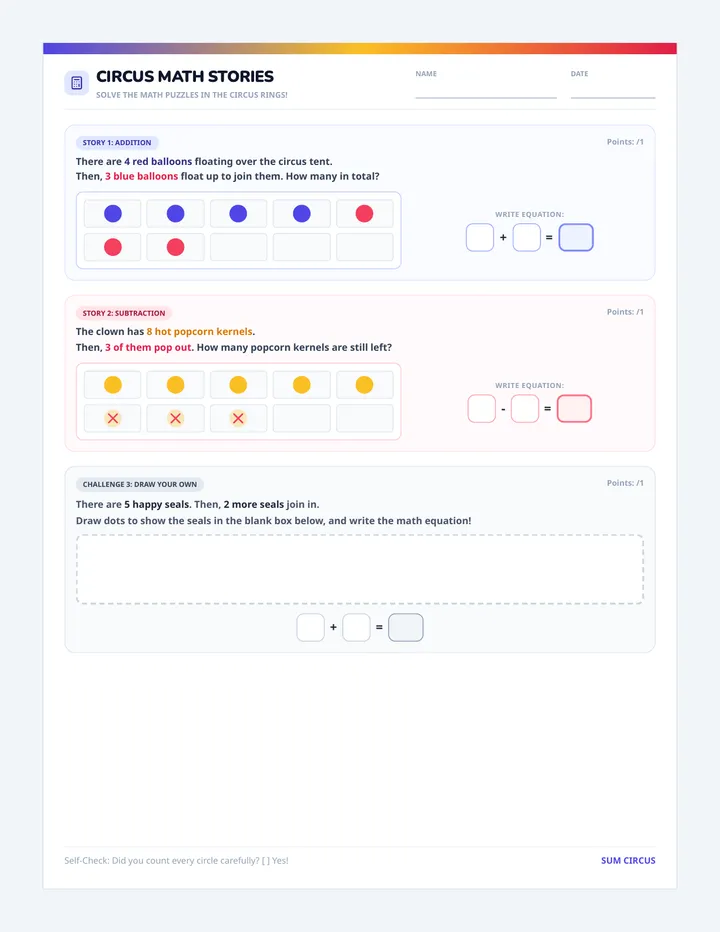 Sum Circus Student Worksheet