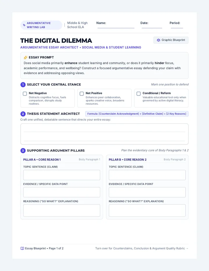Digital Dilemma Essay Organizer