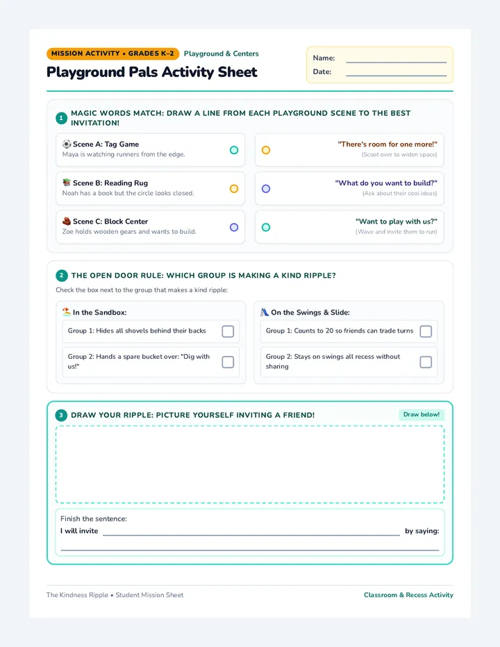 Playground Pals Activity Sheet