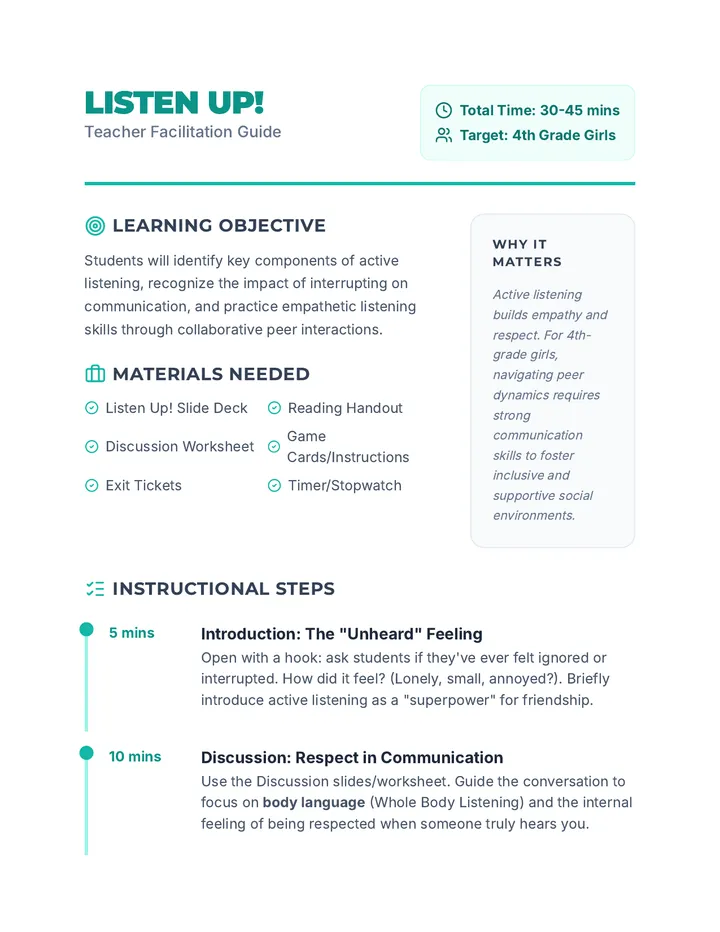 Listen Up Lesson Plan