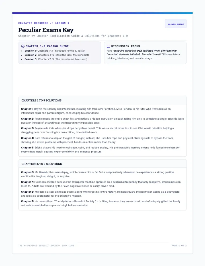 Peculiar Exams Teacher Guide