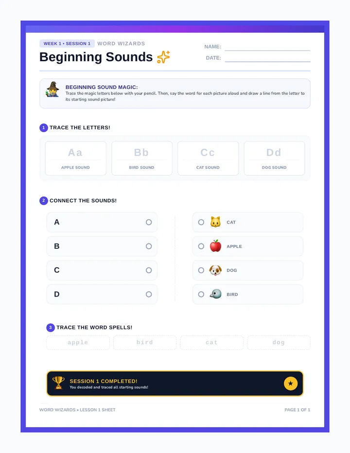 Beginning Sounds Worksheet