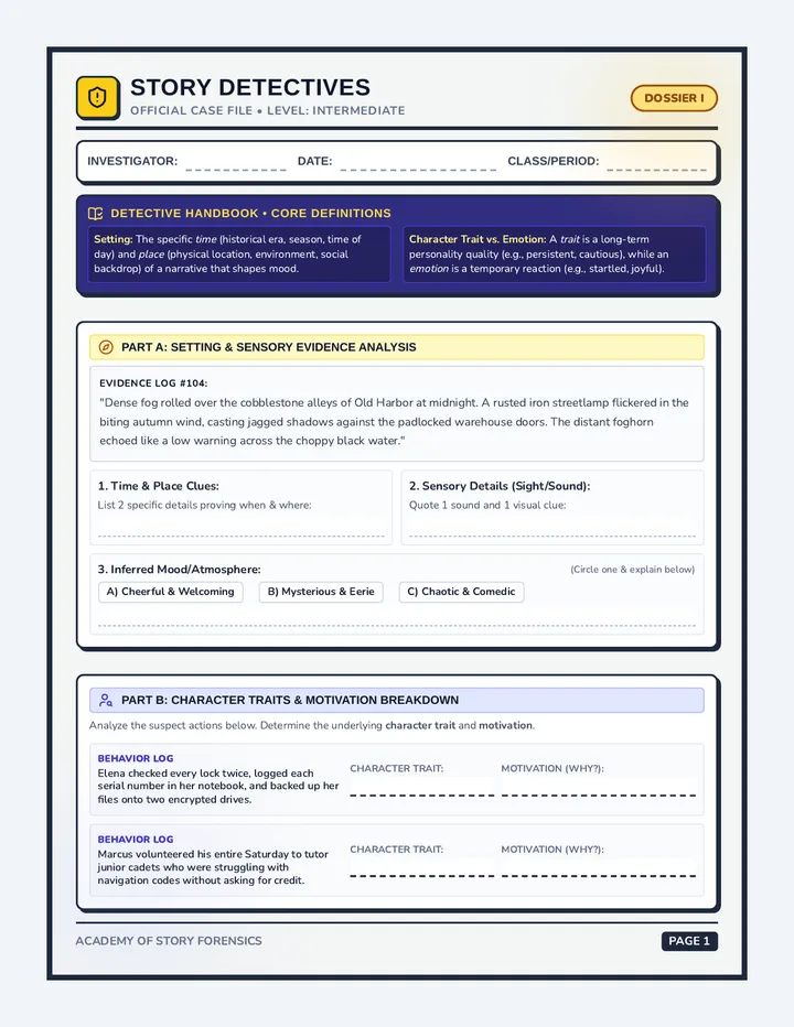 Story Detective Intermediate Packet