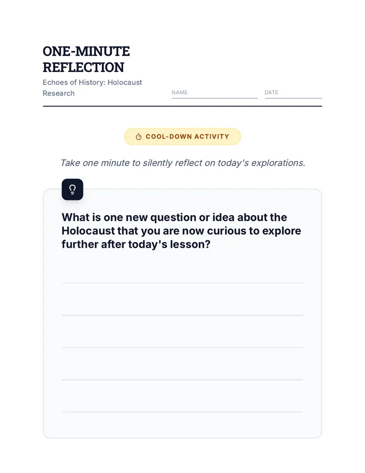 One Minute Reflection Exit Ticket