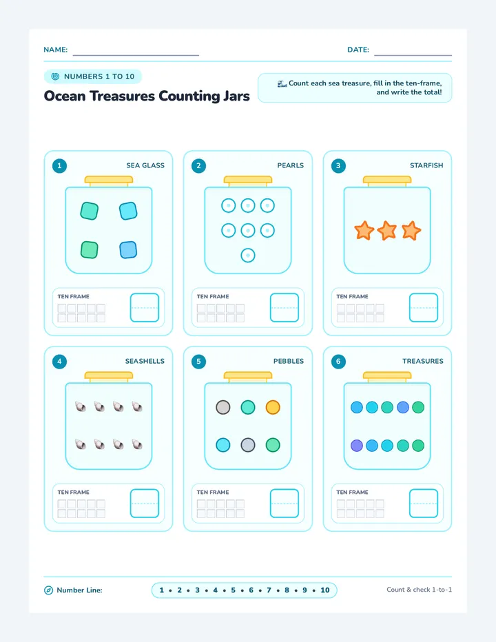 Ocean Treasures Jar Worksheet