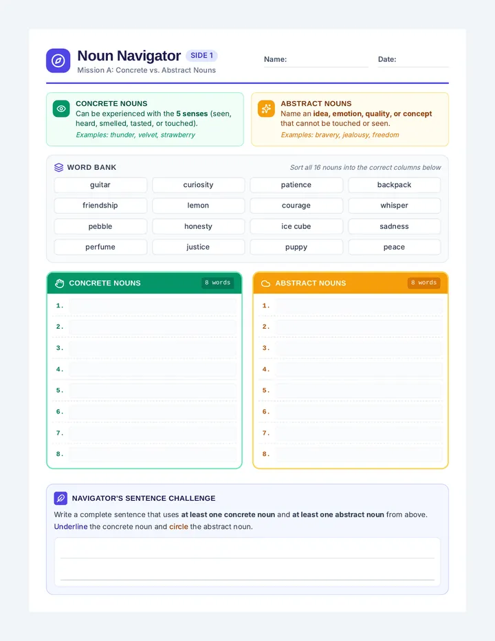 Noun Navigator Worksheet