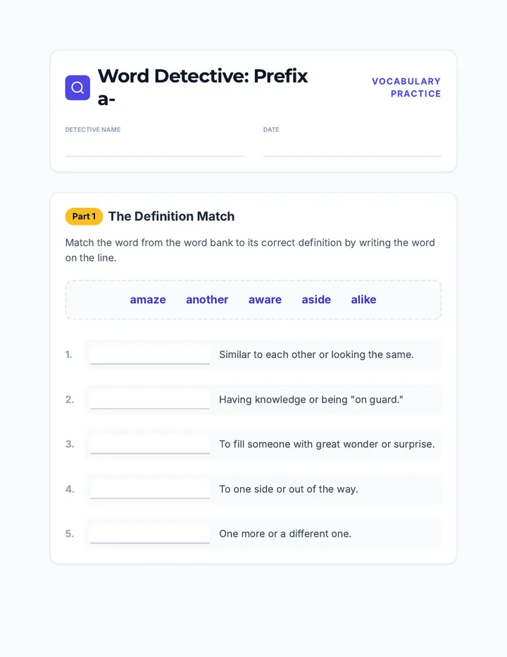 Word Detective Worksheet