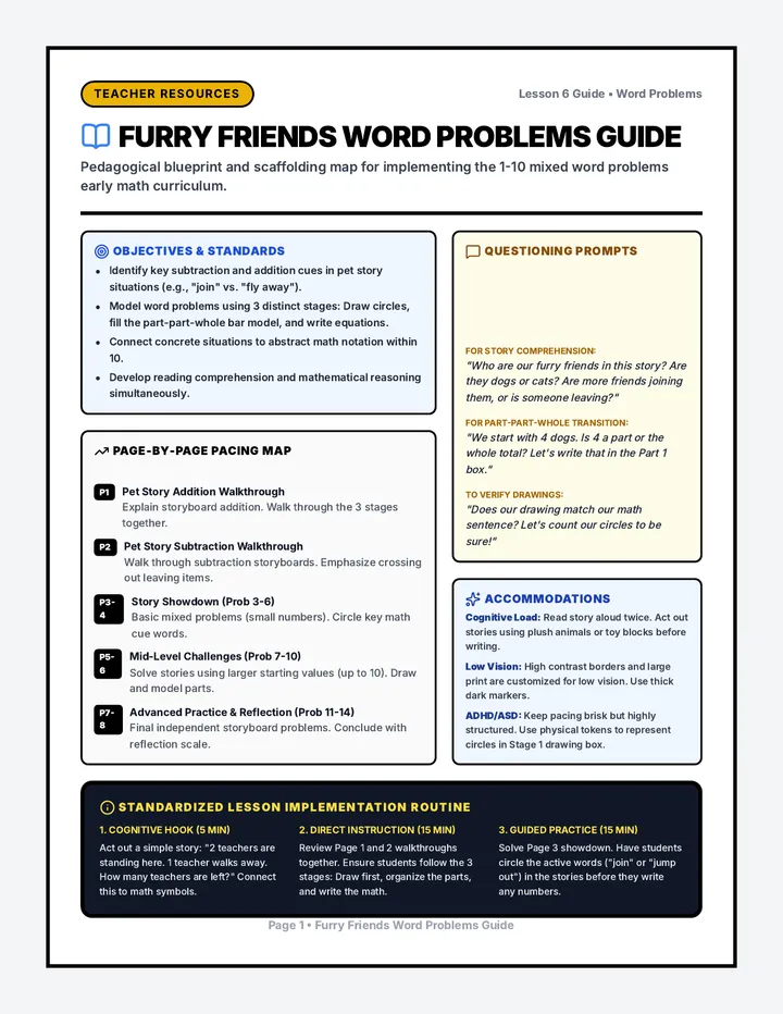 Furry Friends Word Problems Guide