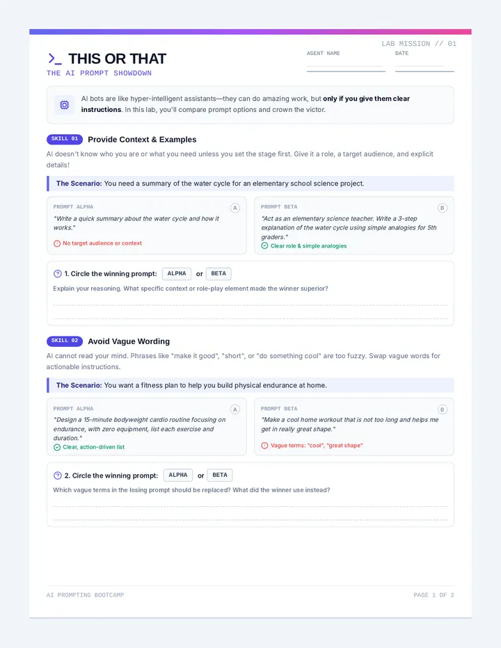 AI Prompt Showdown Worksheet
