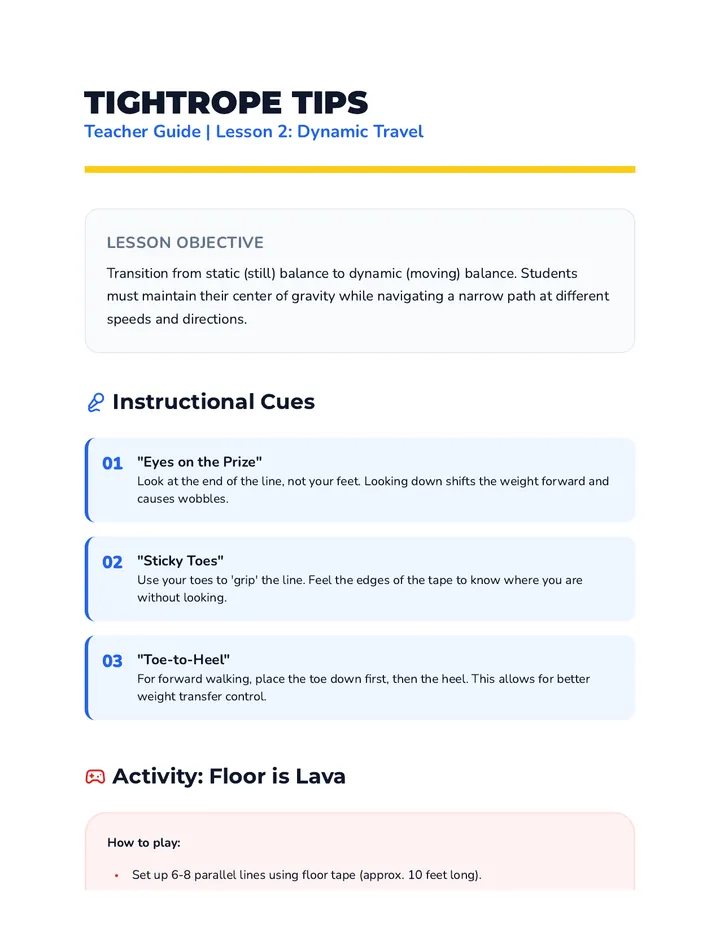 Tightrope Teaching Tips