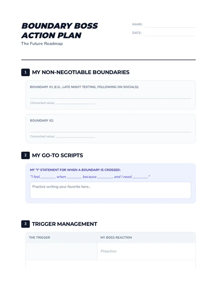 My Boundary Action Plan Worksheet