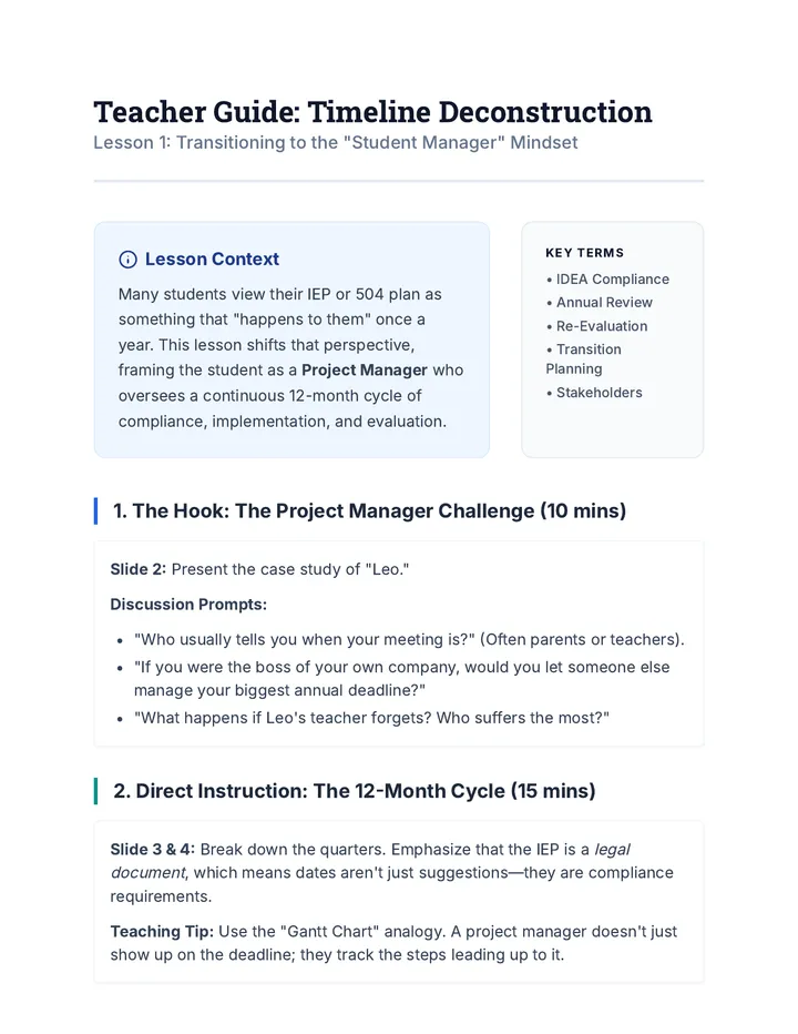 Timeline Deconstruction Teacher Guide