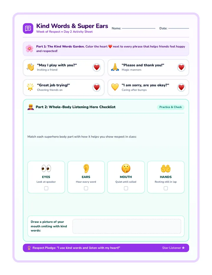 Kind Words Garden Worksheet