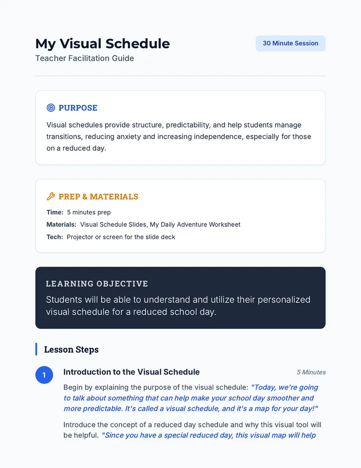 Visual Schedule Lesson Plan