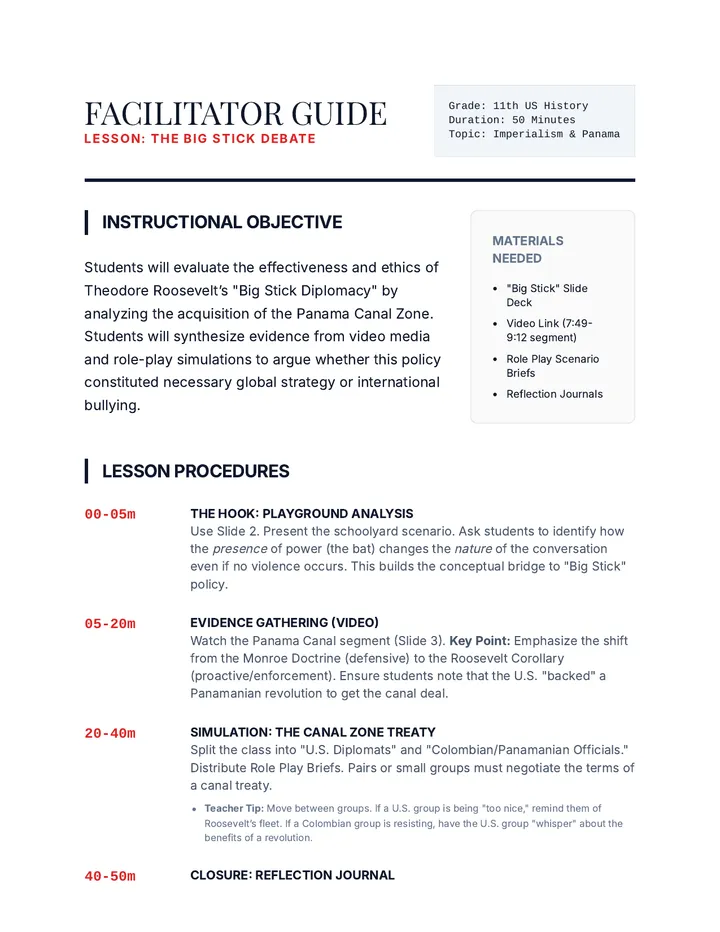 Big Stick Teacher Guide