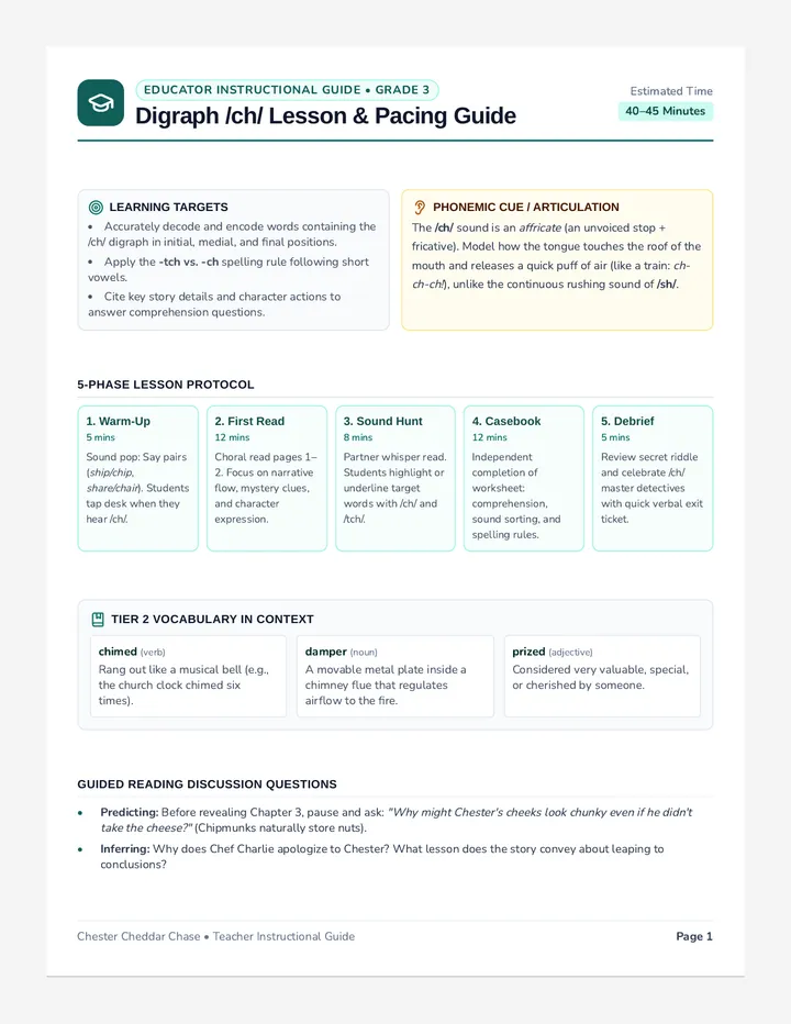 Digraph Detectives Teacher Guide