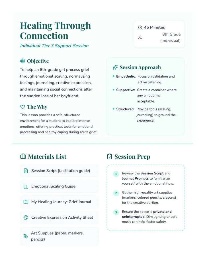 Healing Connection Lesson Plan