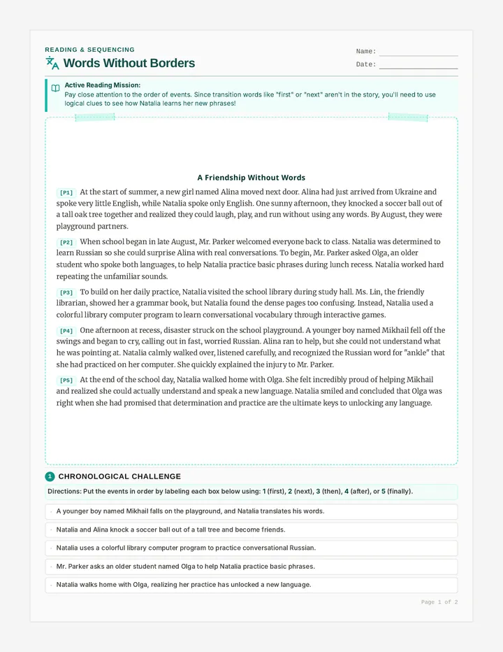 Language Learning Worksheet