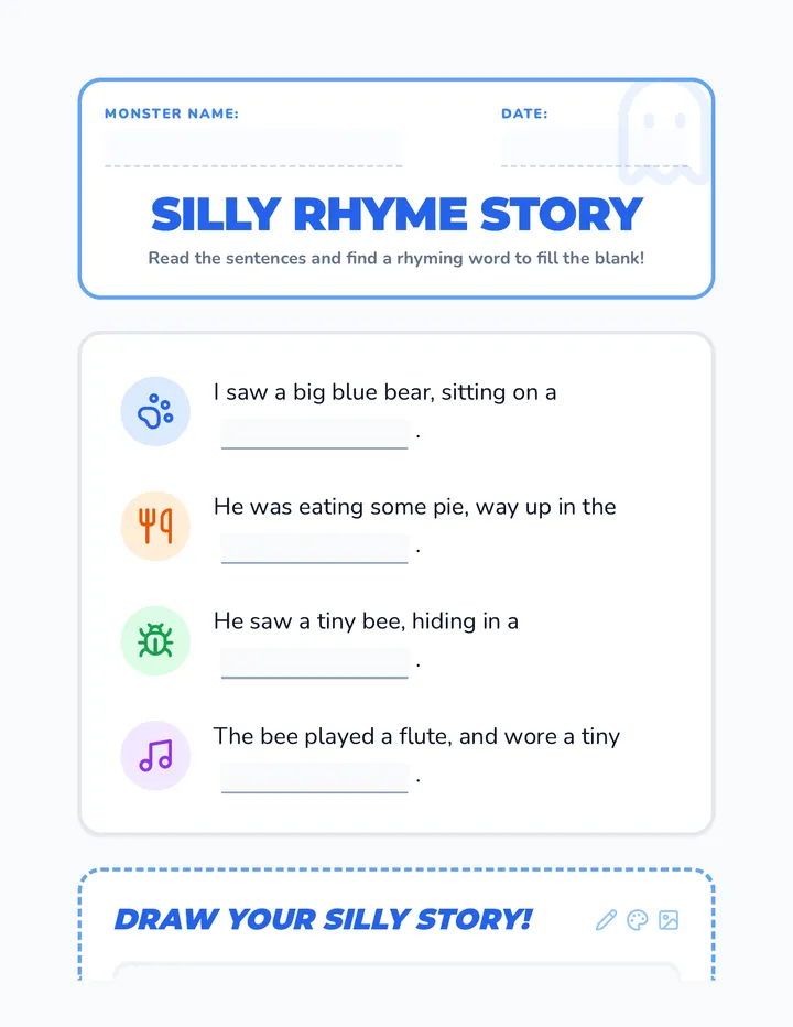 Silly Monster Story Worksheet